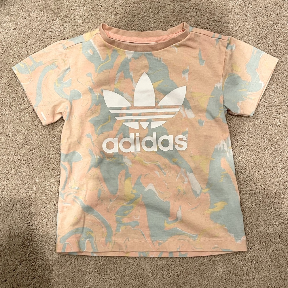 adidas Originals Girls' Big Pack Marble Print Tee